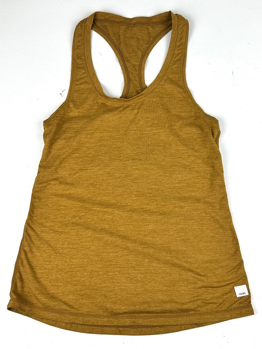 Vuori Lux Performance Tank Top Womens Sz Small Brown Gold Racerback Activewear